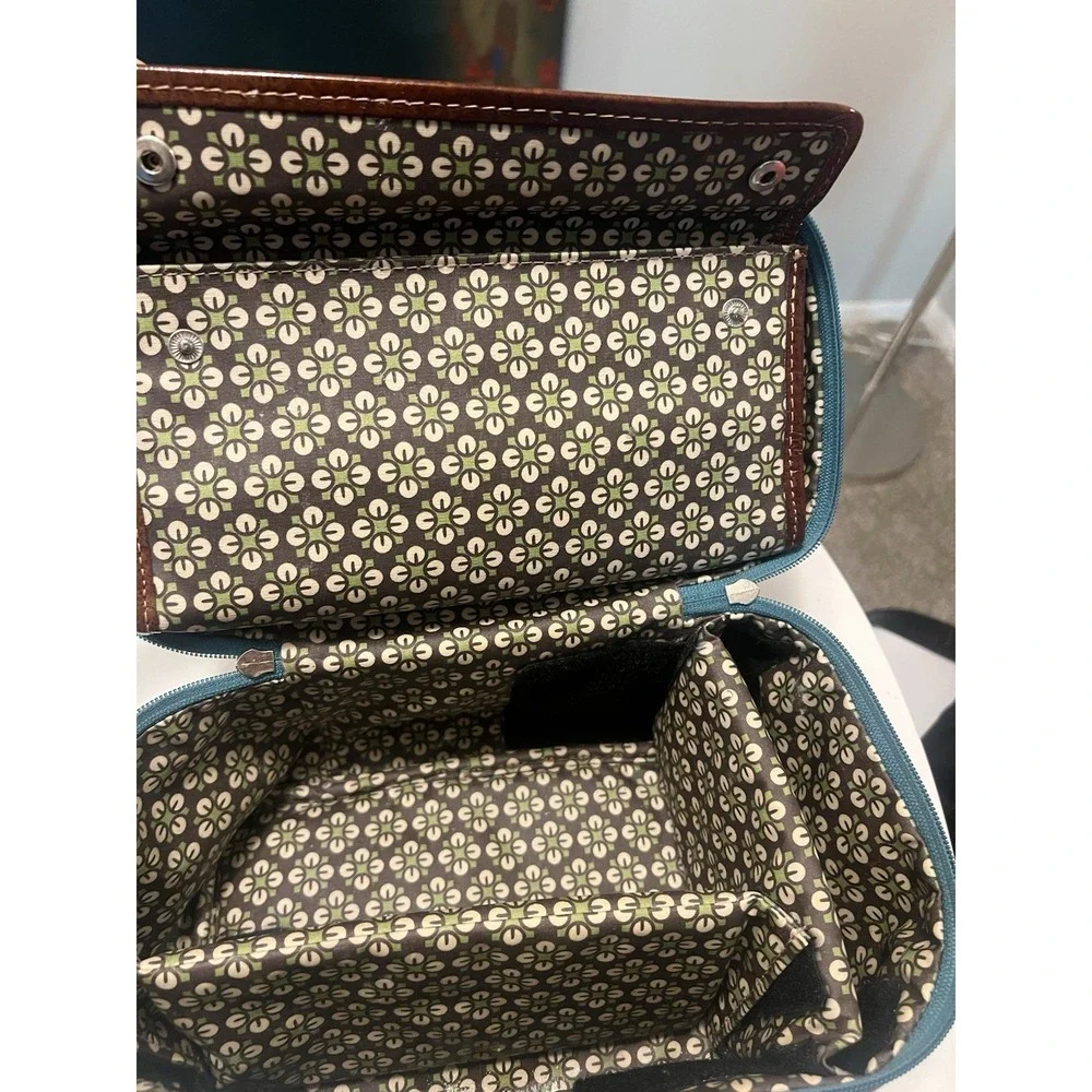 Fossil Floral Motif Makeup/Travel Bag Zip Multi-Compartment With Handle. Vintage